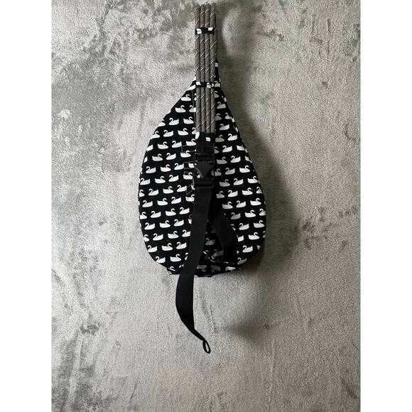 KAVU Rope Sling Bag Black White Swan Print Crossbody Backpack Outdoor Travel main image 7